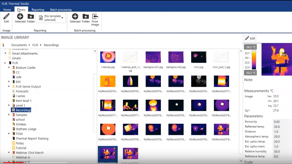 FLIR Thermal Studio – Bildverwaltung